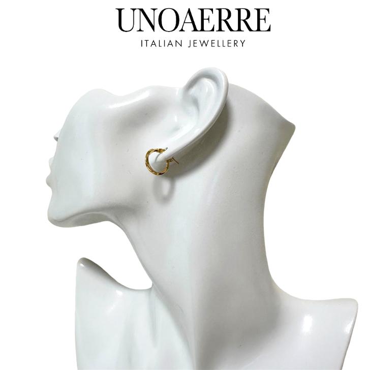 ウノアエレ UNOAERRE ピアス 18金 K18 イエローゴールド フープピアス イタリア製 巾着袋＆ジュエリーBOX付き！ プレゼントの画像