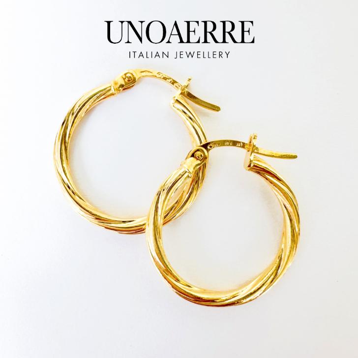 UNOAERRE（ウノアエレ） ピアス 18金 K18 イエローゴールド フープ
