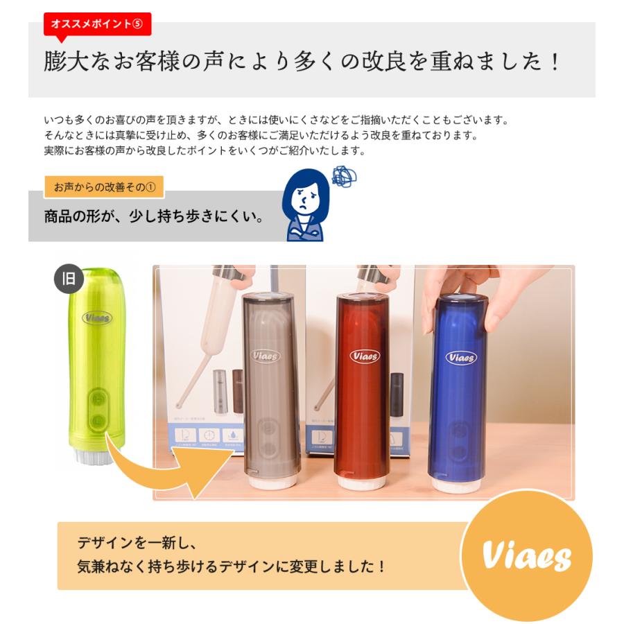 Viaes（ビアエス）電池式 携帯用おしり洗浄器 （ペットボトル接続用ジョイント、電池、専用ポーチ、予備ノズル付） 電動 簡易 ハンディ ポータブル ウォッシュ |  | 12