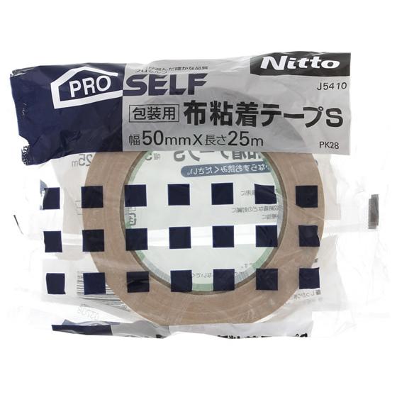 ニトムズ 布粘着テープS PK-28 幅50mm×長さ25m 30巻 J5410 布ガムテープ テープ ガム 布テープ ガムテープ 布 50mm 25m 茶 黄土の画像