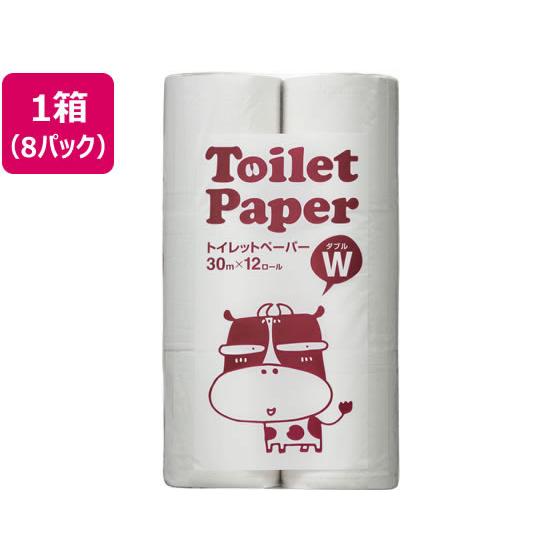 日本製 トイレットペーパー ダブル 30m 12ロール×8パック 96ロール 1箱 1ケース トイレット ペーパー 再生紙 まとめ買い 業務用 大容量（Yahoo!・ココデカウ）