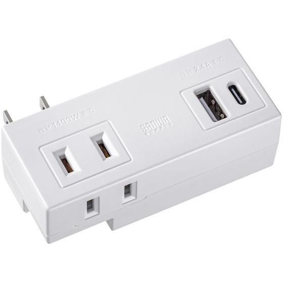 【お取り寄せ】サンワサプライ モバイルタップ (AC×2個口+USB-A×1+Type-C×1) ＯＡタップ 延長コード 配線 | SANWA SUPPLY