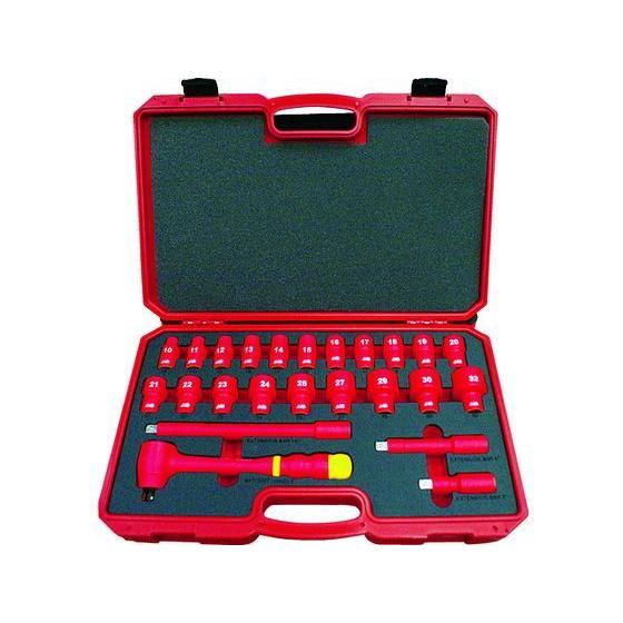 【お取り寄せ】TRUSCO 絶縁ソケットレンチセット(6角タイプ)差込角12.7mm TZSW4-24S ソケット ソケットレンチ 絶縁 防爆 絶縁工具 作業用品 工具