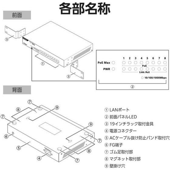 ELECOM（エレコム） スイッチングハブ 8ポート PoE アンマネージ EHB