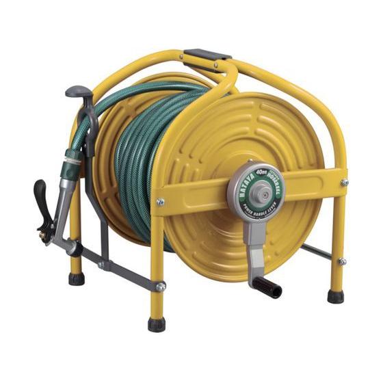 ハタヤ/テツノホースリール(イエロー)41m防藻ホース レバーノズル/HLA-40N-Y ホース 水撒き 園芸グッズ ガーデニング