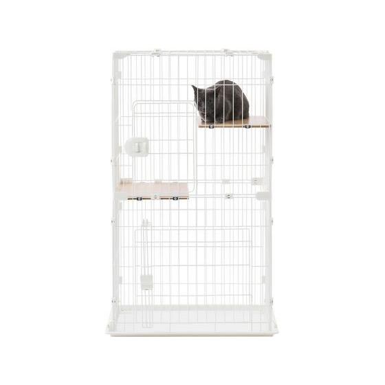 LIFELEX コンパクトキャットケージ 2段 ダークブラウン ケージ2段