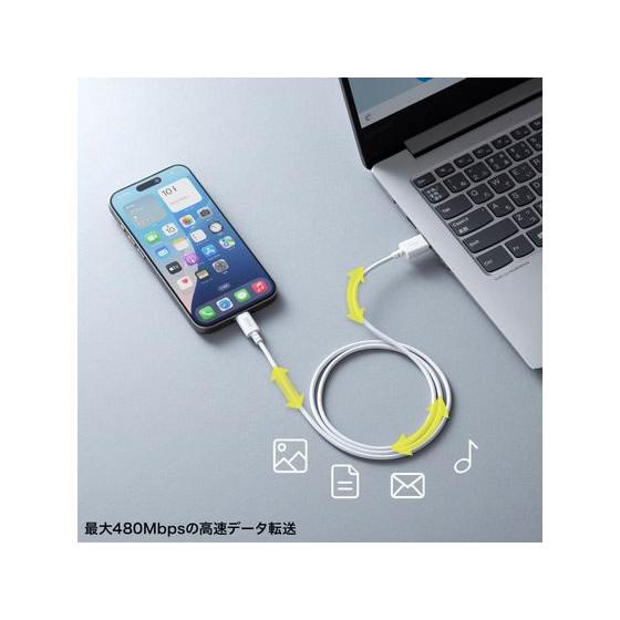 【お取り寄せ】サンワサプライ USB 2.0 Type-Cケーブル(1m・ホワイト) KU-CA10W ＵＳＢケーブル C to A ケーブル 電源タップ 配線パーツ 家電 | SANWA SUPPLY | 02