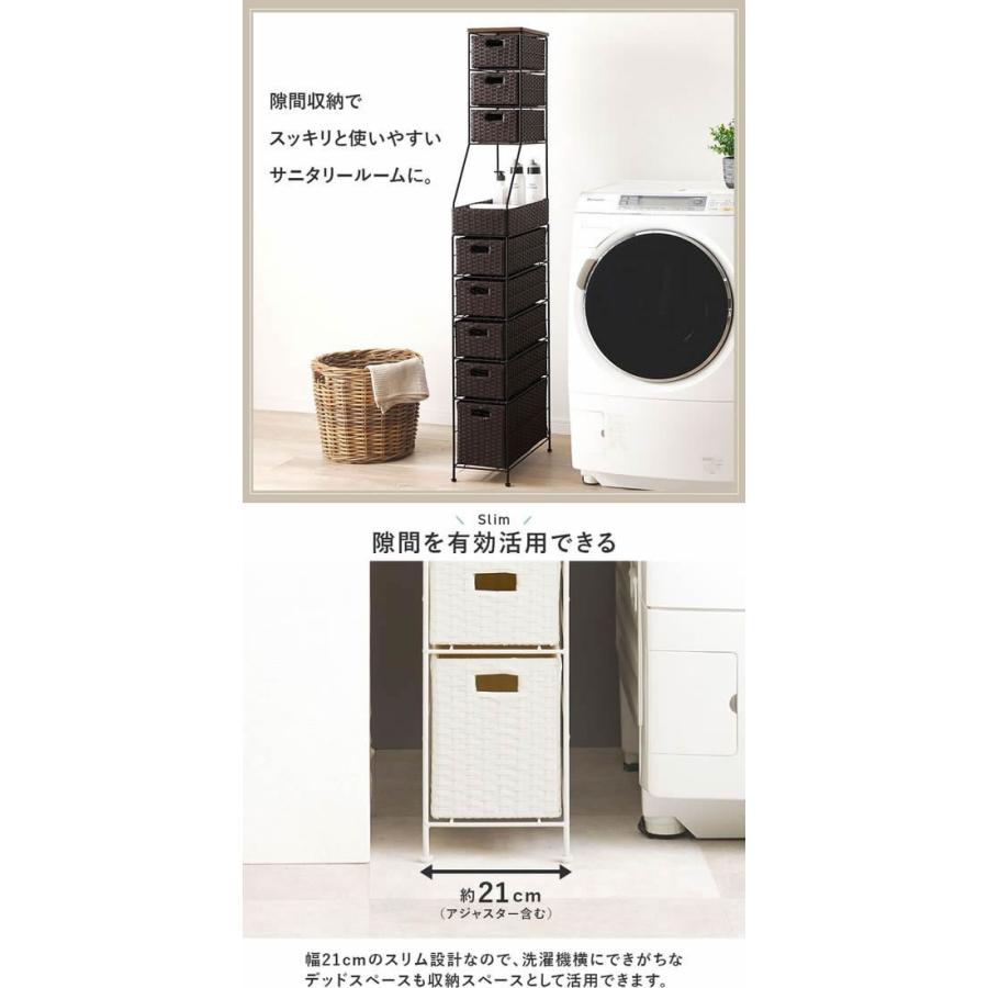 【メーカー直送】萩原 ランドリーチェスト 幅20cm ホワイト RAN-2460WH【代引不可】【お客様組立】浴室 洗面所 日用雑貨_2
