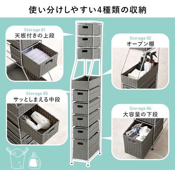 【メーカー直送】萩原 ランドリーチェスト 幅20cm ホワイト RAN-2460WH【代引不可】【お客様組立】浴室 洗面所 日用雑貨_4