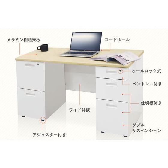 【メーカー直送】Netforce ナッツ 両袖机 3+3段 W1400×D600 BK【代引不可】【お客様組立】両袖机 スチールデスク ワゴン オフィスデスク 事務机 オフィス家具_2