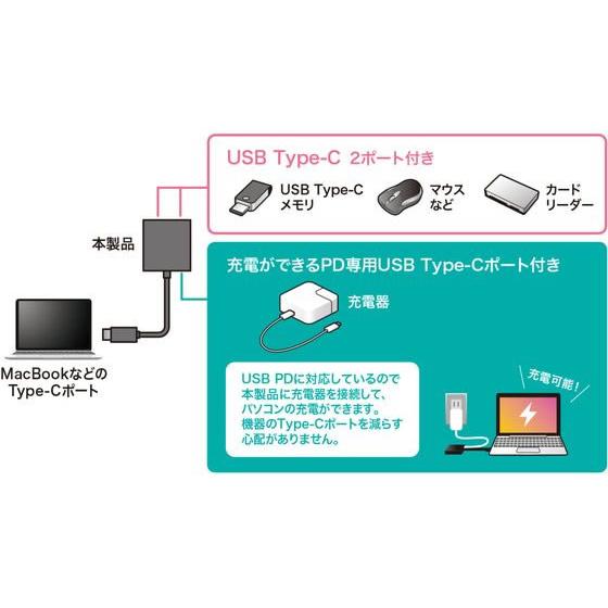 【お取り寄せ】サンワサプライ USBType-Cハブ 3ポート・C×2 USB-3TCP12BK ＵＳＢハブ ネットワーク機器 ＰＣ周辺機器｜cocodecow｜08