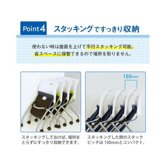 【メーカー直送】Netforce Rapネスティングチェア 完成品 ネイビー Rap-NC-FW-WHNV【代引不可】ネスティング 平行スタッキングチェアの画像