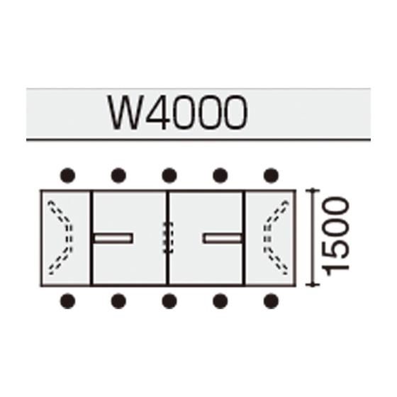 【メーカー直送】コクヨ テーブル WT400 角形 配線有 ブラウン脚黒 W4000×D1500【代引不可】８人用 ミーティングテーブル チェアセット 会議用テーブル_6
