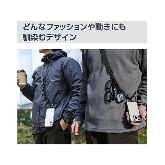 【お取り寄せ】エレコム スマホショルダーストラップ カラビナ ブラック P-STSDH1FLPCBK スマートフォン関連品 スマホ タブレット関連品 | ELECOM | 02