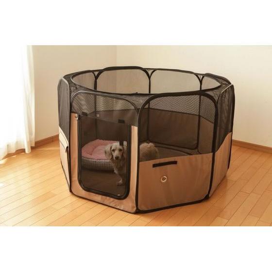 アイリスオーヤマ 折りたたみサークル Lサイズ ブラウン POTS-1260A サークル 犬 ドッグ用 ペット お散歩 生活グッズ ペットハウスの画像