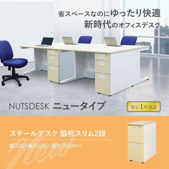 メーカー直送】Netforce ナッツ 脇机 2段 ホワイト×ナチュラル LD-WD2S