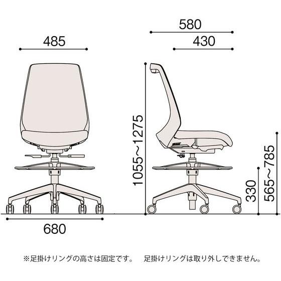 ノナチェア ハイポジション ウレタンキャスター アルミ脚 BK RD【代引不可】 【事務所】