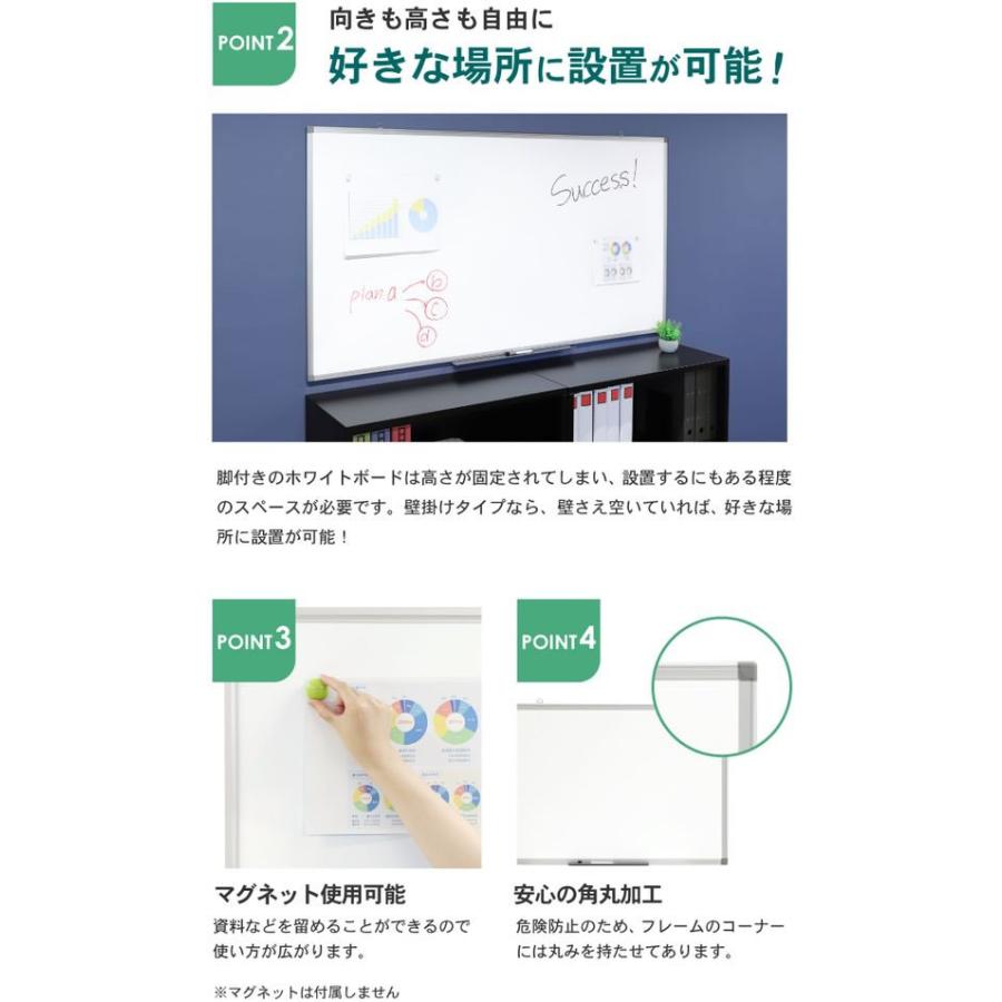 【メーカー直送】Netforce ホワイトボード 壁掛 縦横両用 ホーロー W1800×H900【代引不可】壁掛ホワイトボード ＰＯＰ 掲示_4