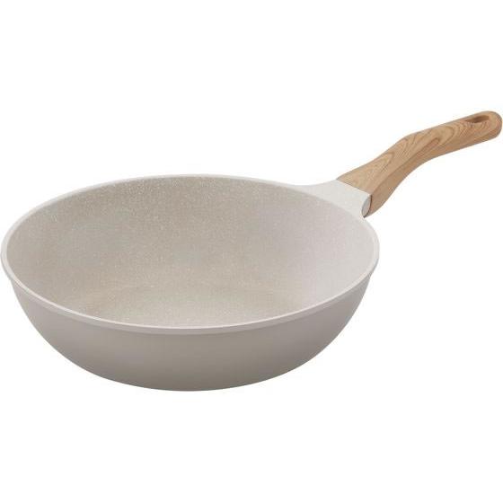【お取り寄せ】アイリスオーヤマ 炒め鍋28cm IH・ガス火 グレイッシュモカ NTL-W28MO