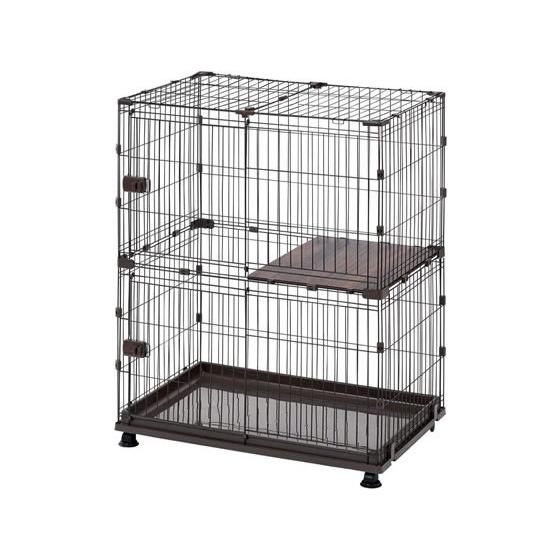 【メーカー直送】アイリスオーヤマ コンビネーションサークル 93×65×122 ウォールナット ねこケージ 2段 猫用ケージ 猫用ケージ大型 猫ケージ 2段ケージ（Yahoo!・ココデカウ）