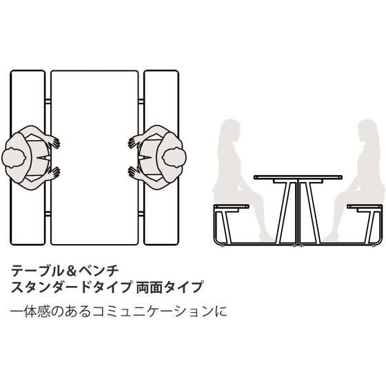 【メーカー直送】イトーキ フロウラウンジ テーブル&ベンチ スタンダード 両面W1400 BK【代引不可】【組立・設置・送料無料】｜cocodecow｜02