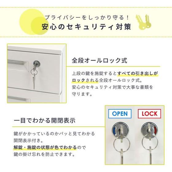 【メーカー直送】Netforce スチールワゴン3段 シリンダー錠 ホワイト LSW-S3-FW-WH【代引不可】脇机 ワゴン スチールデスク オフィスデスク 事務机 オフィス家具_5