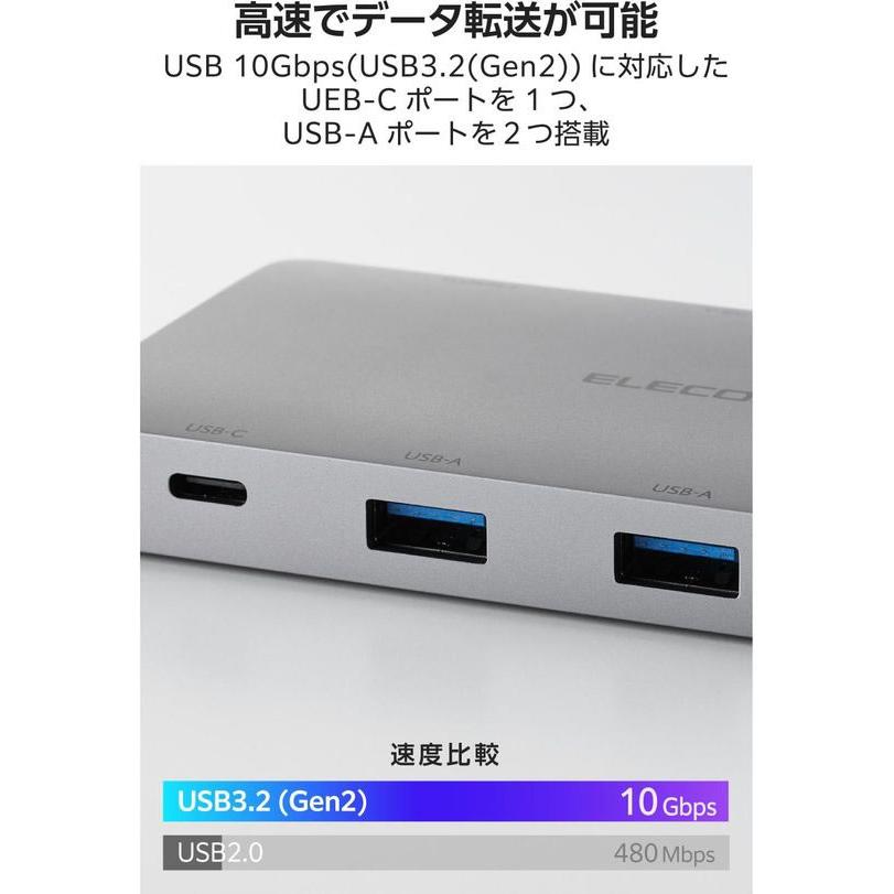 エレコム Type-Cドッキングステーション 9-in-1 シルバー DST-090BP1SV