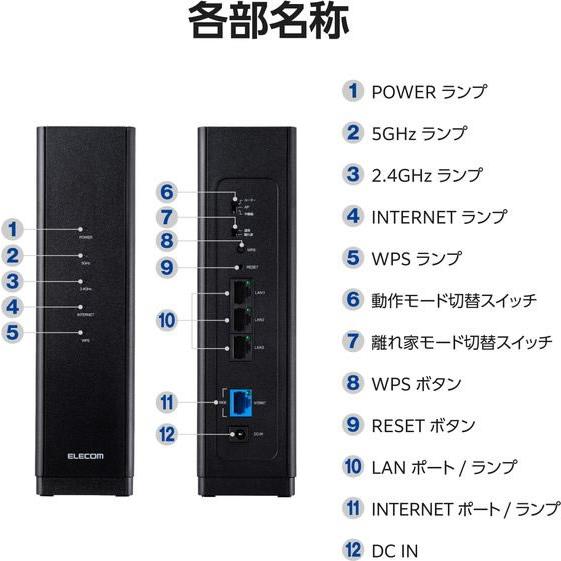 エレコム Wi-Fi7無線LANルーター 10G ブラック WRC-BE72XSD-B 無線