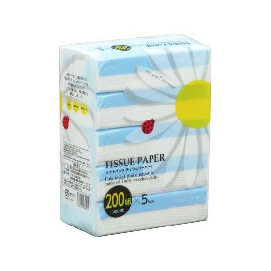 アスト ソフトパックティッシュ てんとう虫 200組 5個 箱なし ソフト