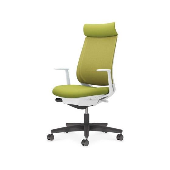 コクヨ/ミトラ2 メッシュ アディショナルL字肘 黒脚本体白ライトオリーブ 肘付き 固定肘タイプ メッシュ