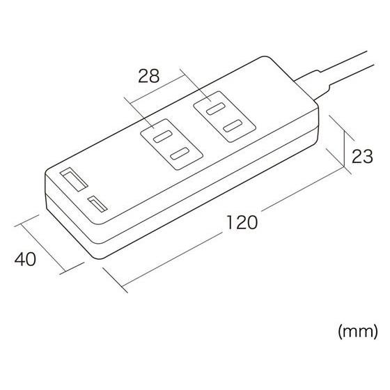 サンワサプライ USB充電機能付きタップType-C搭載 2P 2個口 2m ２ピンタイプ ５ｍ未満 ＯＡタップ 延長コード 配線｜cocodecow｜02