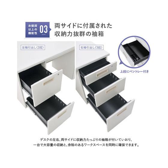 【メーカー直送】カグクロ 事務用両袖机 W1400 ニューグレー KD-147W【代引不可】【お客様組立】両袖机 スチールデスク ワゴン オフィスデスク 事務机の画像