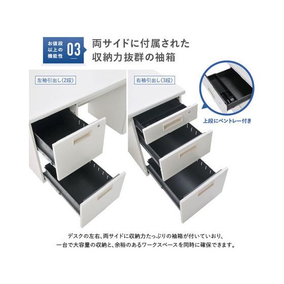 【メーカー直送】カグクロ 事務用両袖机 W1600 ニューグレー KD-167W【代引不可】【お客様組立】両袖机 スチールデスク ワゴン オフィスデスク 事務机の画像