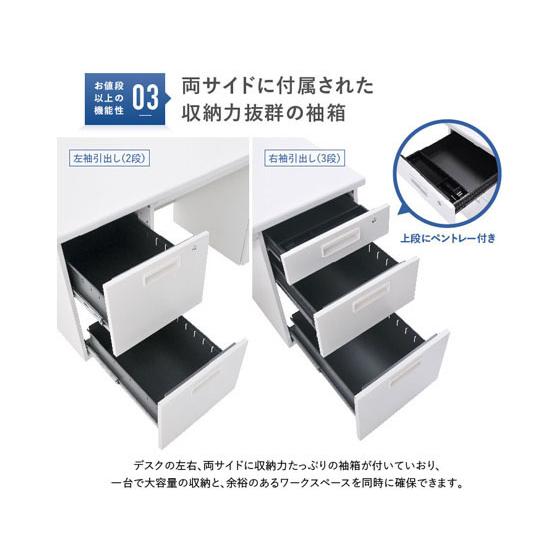 【メーカー直送】カグクロ 事務用両袖机 W1600 ホワイト KDW-167W【代引不可】【お客様組立】両袖机 スチールデスク ワゴン オフィスデスク 事務机 オフィス家具の画像