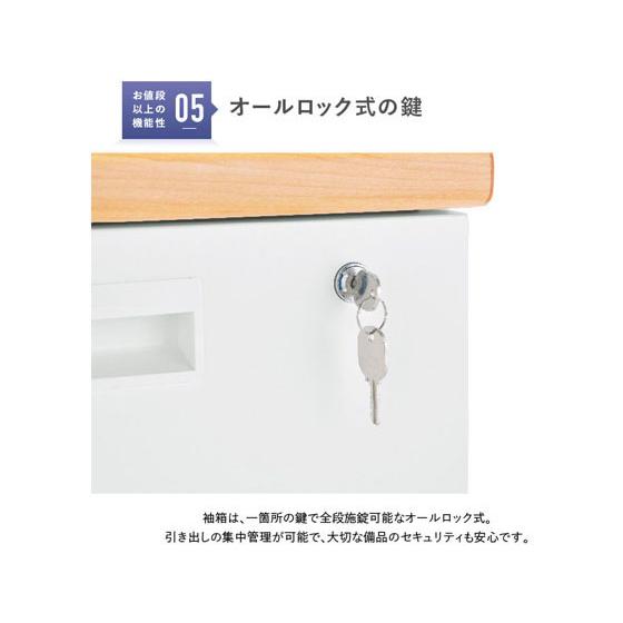 【メーカー直送】カグクロ 事務用両袖机 W1400 ナチュラル KDN-147W【代引不可】【お客様組立】両袖机 スチールデスク ワゴン オフィスデスク 事務机の画像