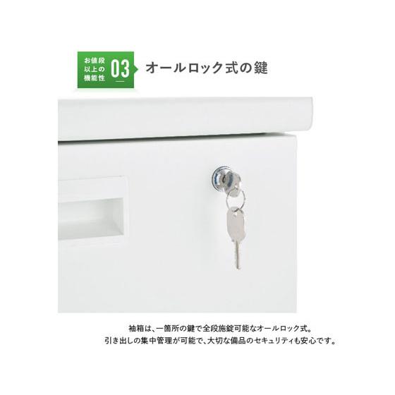 【メーカー直送】カグクロ 脇机 2段 ホワイト KDW-047-2【代引不可】【お客様組立】脇机 ワゴン スチールデスク オフィスデスク 事務机 オフィス家具の画像