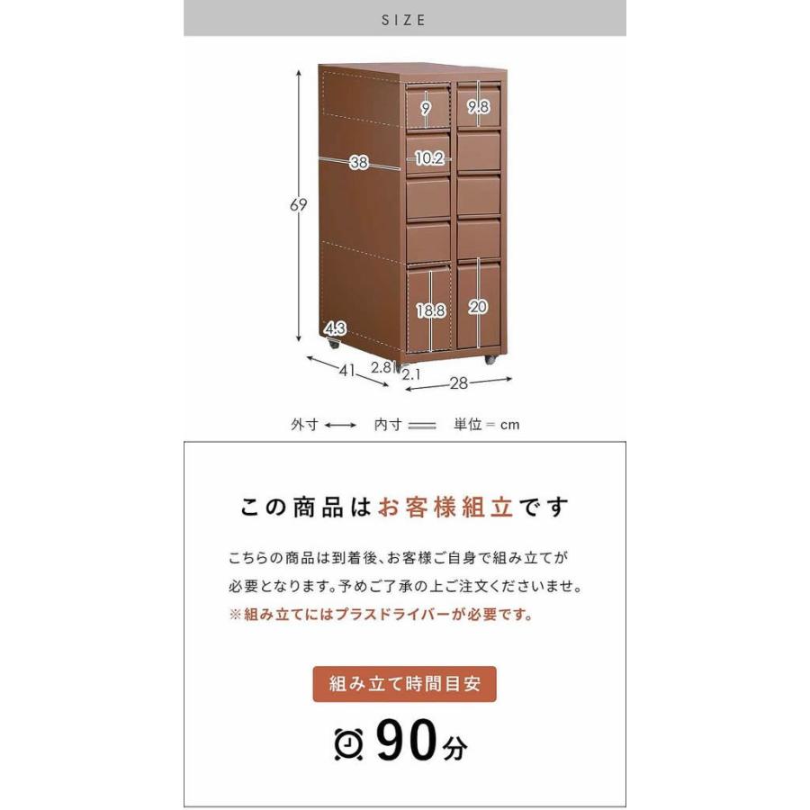 【メーカー直送】宮武製作所 ドロワーキャビネット Muun 2列5段 ブラック DCB-10D【代引不可】【お客様組立】スチールキャビネット ロッカー オフィス家具の画像