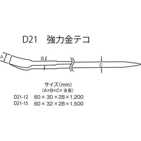 【お取り寄せ】モクバ印 強力金型テコ 1500mm D21-15 バール タガネ クサビ 作業工具 作業用品 工具の画像