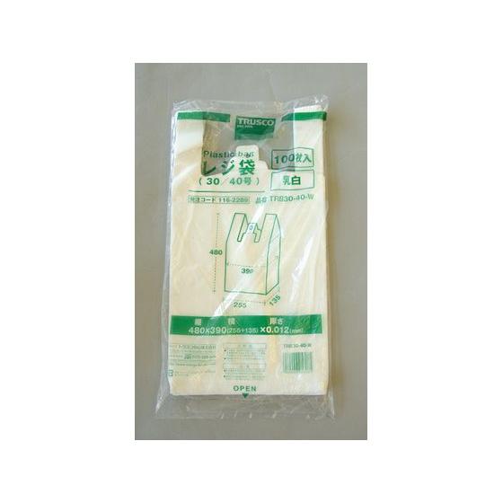 TRUSCO レジ袋 30/40号 480×390(255)mm 乳白 100枚 レジ袋 乳白色 |  | 06