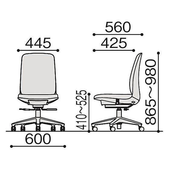 【メーカー直送】イトーキ トルテU ハイバック肘なし PV張地 ナイロン 黒×ストロングイエロー【代引不可】肘なし 布張りチェア オフィスチェア | トルテU | 06