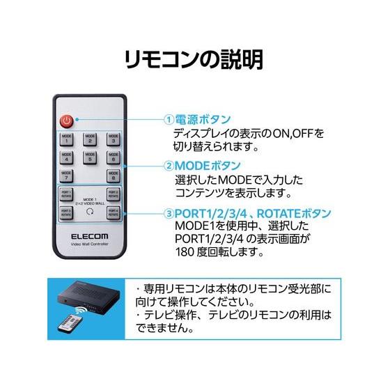 【お取り寄せ】エレコム ビデオウォールコントローラー HDMI分配器 4画面 4K 切替機 分配器 ＰＣ周辺機器 パソコン 家電の画像