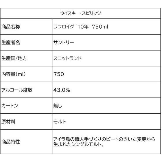 SUNTORY（サントリー） 【お取り寄せ】サントリー ラフロイグ 10年