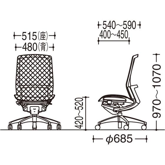 【メーカー直送】オカムラ フィノラ ハイバック 座メッシュ 肘無し レッド C735AR【代引不可】【組立・設置・送料無料】肘なし メッシュチェア オフィスチェア_3