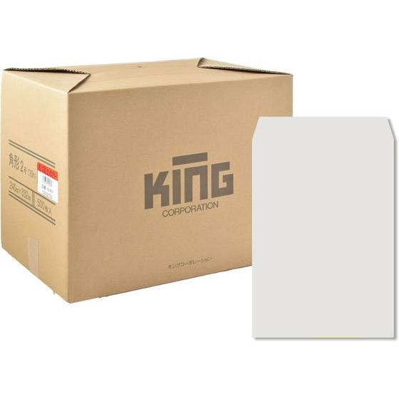 【メーカー直送】キングコーポレーション 角2 エンボスカラー 100g スミ貼 ホワイト 500枚【代引不可】A4封筒 テープ無し 郵便番号枠なし 角２ Ａ４サイズ用の画像