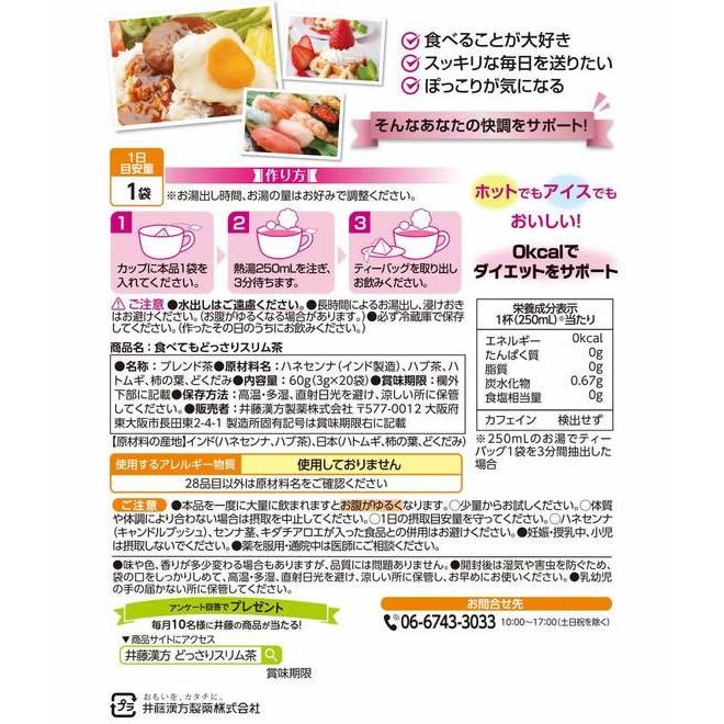 【お取り寄せ】井藤漢方製薬 食べてもどっさりスリム茶 3g×20袋 | 井藤漢方製薬 | 01