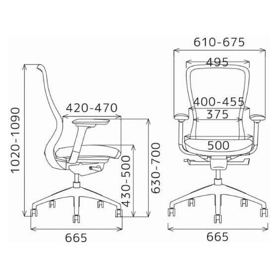 【メーカー直送】AiDen A03-E ブラックフレーム チャコールグレー 肘付き 308122【代引不可】【お客様組立】肘付き 固定肘タイプ メッシュチェアの画像