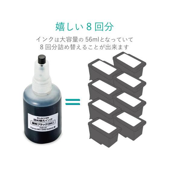 【お取り寄せ】エレコム 詰替インク キヤノンBC-345 ブラック 8回 THC-345BK8 キャノン ＣＡＮＯＮ インクジェット 詰替えインク インクカートリッジ トナー｜cocodecow｜04