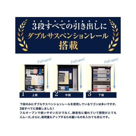 【メーカー直送】Netforce 3段ワゴン シリンダー錠 ホワイト EFG-S3【代引不可】脇机 ワゴン スチールデスク オフィスデスク 事務机 オフィス家具の画像