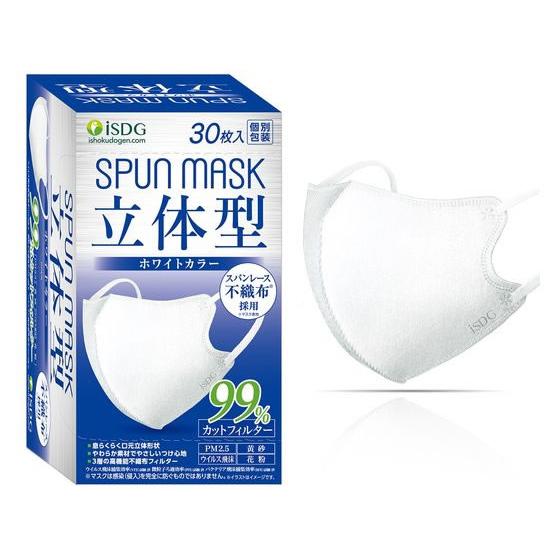 医食同源 SPUN MASK 立体型 ホワイト 30枚入 マスク 鼻 のど メディカル｜cocodecow｜03