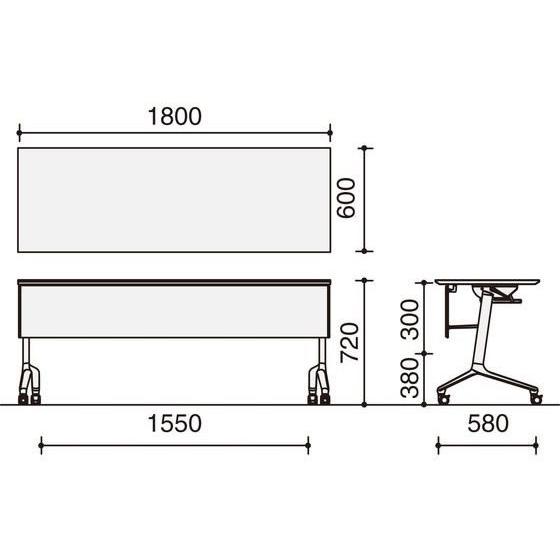 【メーカー直送】コクヨ コンフェスト スタンダード 棚無パネル付 W1800D600 オーク【代引不可】【組立・設置・送料無料】フラップテーブルの画像